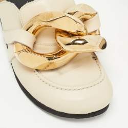 J.W.Anderson Off White Leather Chain Link Flat Mules Size 36