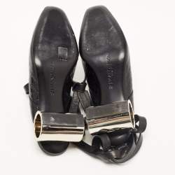 J.W.Anderson Black Croc Embossed Leather Cylinder Heel Ankle Tie Mules Size 39