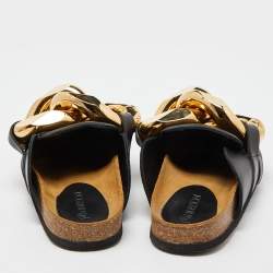 J.W.Anderson Black Leather Chain Link Flat Mules Size 36