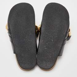 J.W.Anderson Black Leather Chain Link Flat Mules Size 36