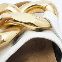 J,W. Anderson White Leather Chain Flat Slides Size 39