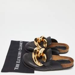 JW Anderson Black/Brown Leather Chain Mules Size 38