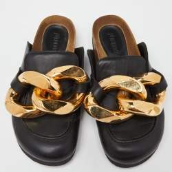 JW Anderson Black/Brown Leather Chain Mules Size 38