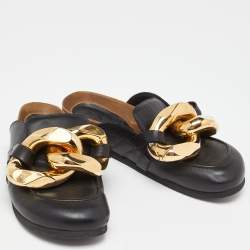 JW Anderson Black/Brown Leather Chain Mules Size 38