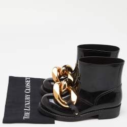 J.W. ANDERSON Black Rubber Rain Chain Ankle Boots Size 38