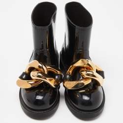 J.W. ANDERSON Black Rubber Rain Chain Ankle Boots Size 38