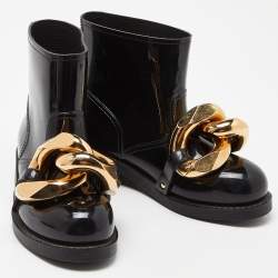 J.W. ANDERSON Black Rubber Rain Chain Ankle Boots Size 38