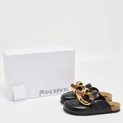 J.W.Anderson Black Leather Chain Link Flat Mules Size 38