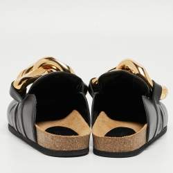 J.W.Anderson Black Leather Chain Link Flat Mules Size 38
