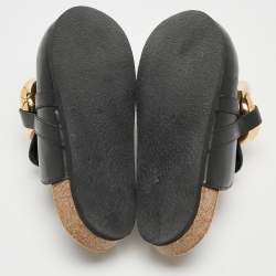 J.W.Anderson Black Leather Chain Link Flat Mules Size 38