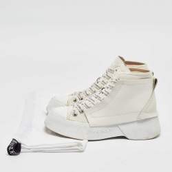J.W. Anderson White Canvas and Leather High Top Sneakers Size 37