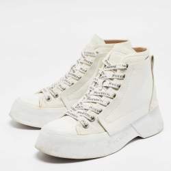 J.W. Anderson White Canvas and Leather High Top Sneakers Size 37