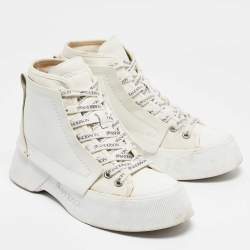 J.W. Anderson White Canvas and Leather High Top Sneakers Size 37