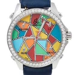 Jacob & Co. Multicolor Stainless Steel Diamond Five Time Zone Women's Wristwatch 40 mm