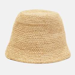 Jacquemus Brown Raffia Le Bob Ficiu Bucket Hat