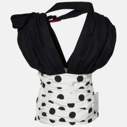 Jacquemus Black/White Polka Dot Print Wool & Cotton Le Haut Gitan Ruched Blouse S