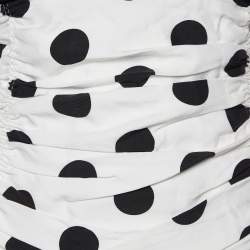 Jacquemus Black/White Polka Dot Print Wool & Cotton Le Haut Gitan Ruched Blouse S