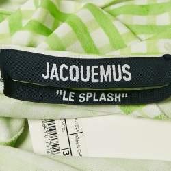 Jacquemus Green Checkered Print Jersey La Robe Nodi Midi Dress M