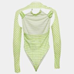 Jacquemus Green Checks Jersey Le Body Nodi Bodysuit S