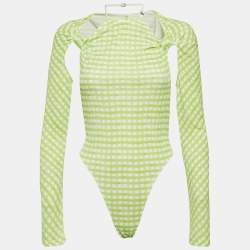 Jacquemus Green Checks Jersey Le Body Nodi Bodysuit S