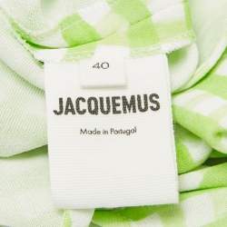 Jacquemus Green Checks Jersey Le Body Nodi Bodysuit M