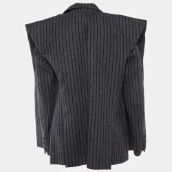 Jacquemus Grey Striped Cotton & Wool La Veste Structured Blazer M