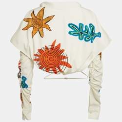 Jacquemus White Printed La Chemise Meio Crop Shirt S