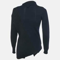 Pre Owned Jacquemus Navy Blue /Black Wool Asymmetrical Cut -out Sweater S