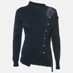 Pre Owned Jacquemus Navy Blue /Black Wool Asymmetrical Cut -out Sweater S