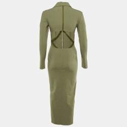 Pre Owned Jacquemus Olive Green Linen Blend Cut -Out Detail La Robe Obiou Maxi Dress S 