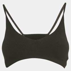 Pre Owned Jacquemus Black Rib Knit Le Bandeau Bralette Top S