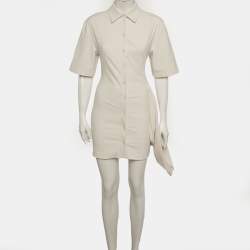 Pre Owned فستان ميني قميص جاكيموس كريمي تويل لا روب مقاس صغير - سمول