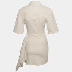 Pre Owned فستان ميني قميص جاكيموس كريمي تويل لا روب مقاس صغير - سمول