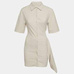 Pre Owned فستان ميني قميص جاكيموس كريمي تويل لا روب مقاس صغير - سمول