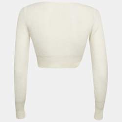 مملوكة مسبقًا Jacquemus White Mohair & Wool Cropped Cardigan S