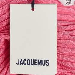 Pre Owned Jacquemus Pink Rib Knit La Maille Pralù Cropped Cardigan L
