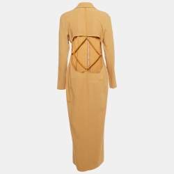 Jacquemus Camel Brown Linen Blend Long Dress M