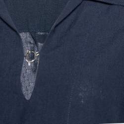 Pre Owned Jacquemus Navy Blue Linen & Cotton Le Haut Bebi Crop Top S