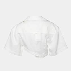 Jacquemus L'Amour Cream Linen Asymmetrical Crop Top M