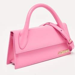 Pre Owned Jacquemus Pink Leather Long Le Chiquito Top Handle Bag