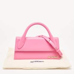 Pre Owned Jacquemus Pink Leather Long Le Chiquito Top Handle Bag