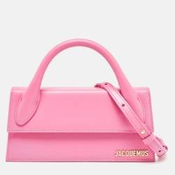 Pre Owned Jacquemus Pink Leather Long Le Chiquito Top Handle Bag