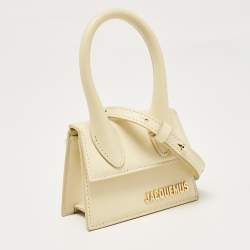 Jacquemus Ivory Leather Mini Le Chiquito Top Handle Bag