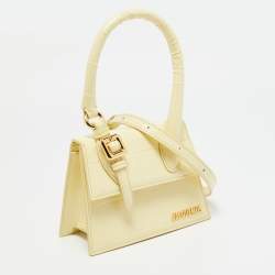 مملوكة مسبقًا Jacquemus Pale Yellow Croc Embossed Leather Le Chiquito Top Handle Bag