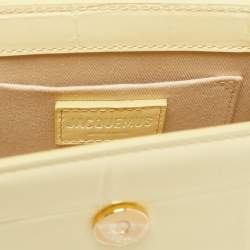 مملوكة مسبقًا Jacquemus Pale Yellow Croc Embossed Leather Le Chiquito Top Handle Bag