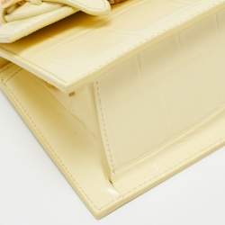 مملوكة مسبقًا Jacquemus Pale Yellow Croc Embossed Leather Le Chiquito Top Handle Bag