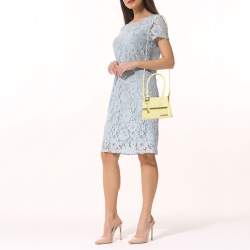 مملوكة مسبقًا Jacquemus Pale Yellow Croc Embossed Leather Le Chiquito Top Handle Bag