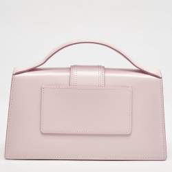 Pre Owned Jacquemus Pale Pink Patent Leather Le Grand Bambino Top Handle Bag