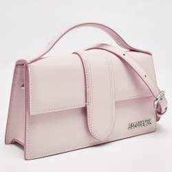 Pre Owned Jacquemus Pale Pink Patent Leather Le Grand Bambino Top Handle Bag