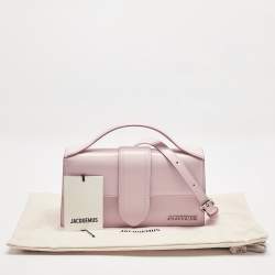 Pre Owned Jacquemus Pale Pink Patent Leather Le Grand Bambino Top Handle Bag
